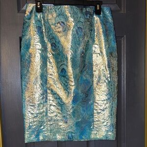 Tracy Reese Vibrant Blue and Gold Pencil Skirt
